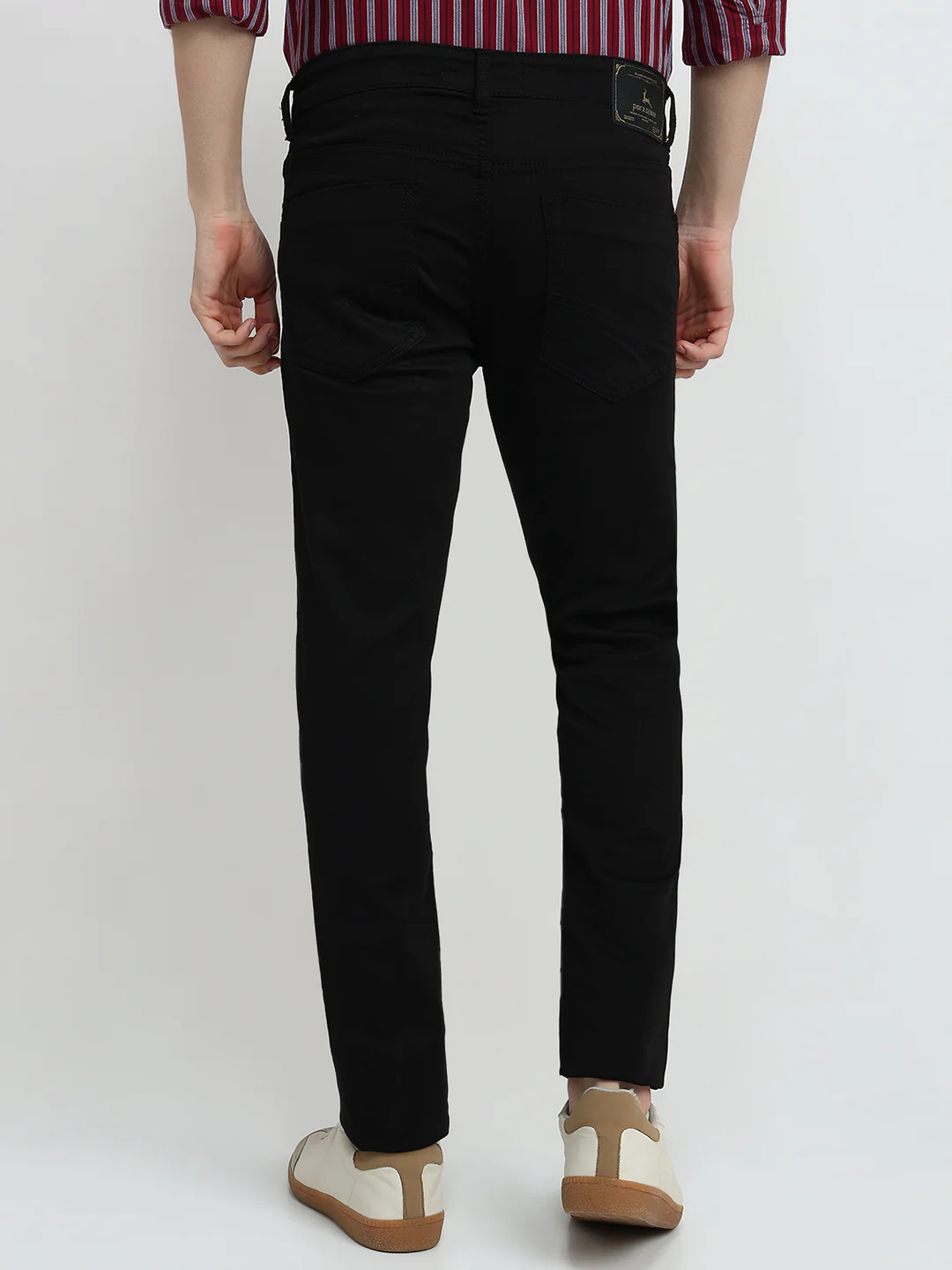 Parx Men Black Knitted Slim Tapered Fit Cotton Blend Jeans - Image 4