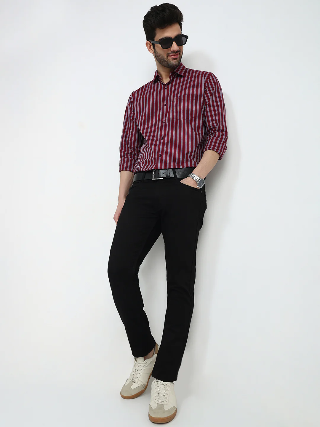 Parx Men Black Knitted Slim Tapered Fit Cotton Blend Jeans - Image 5
