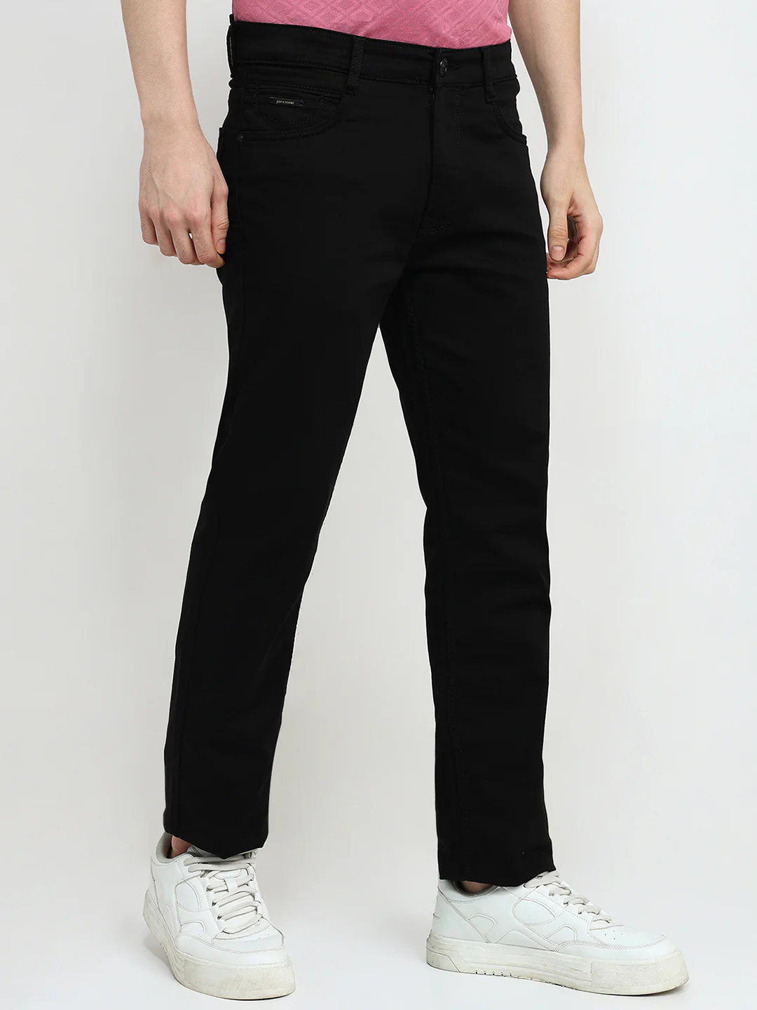Parx Men Black Knitted Slim Tapered Fit Cotton Blend Jeans - Image 3