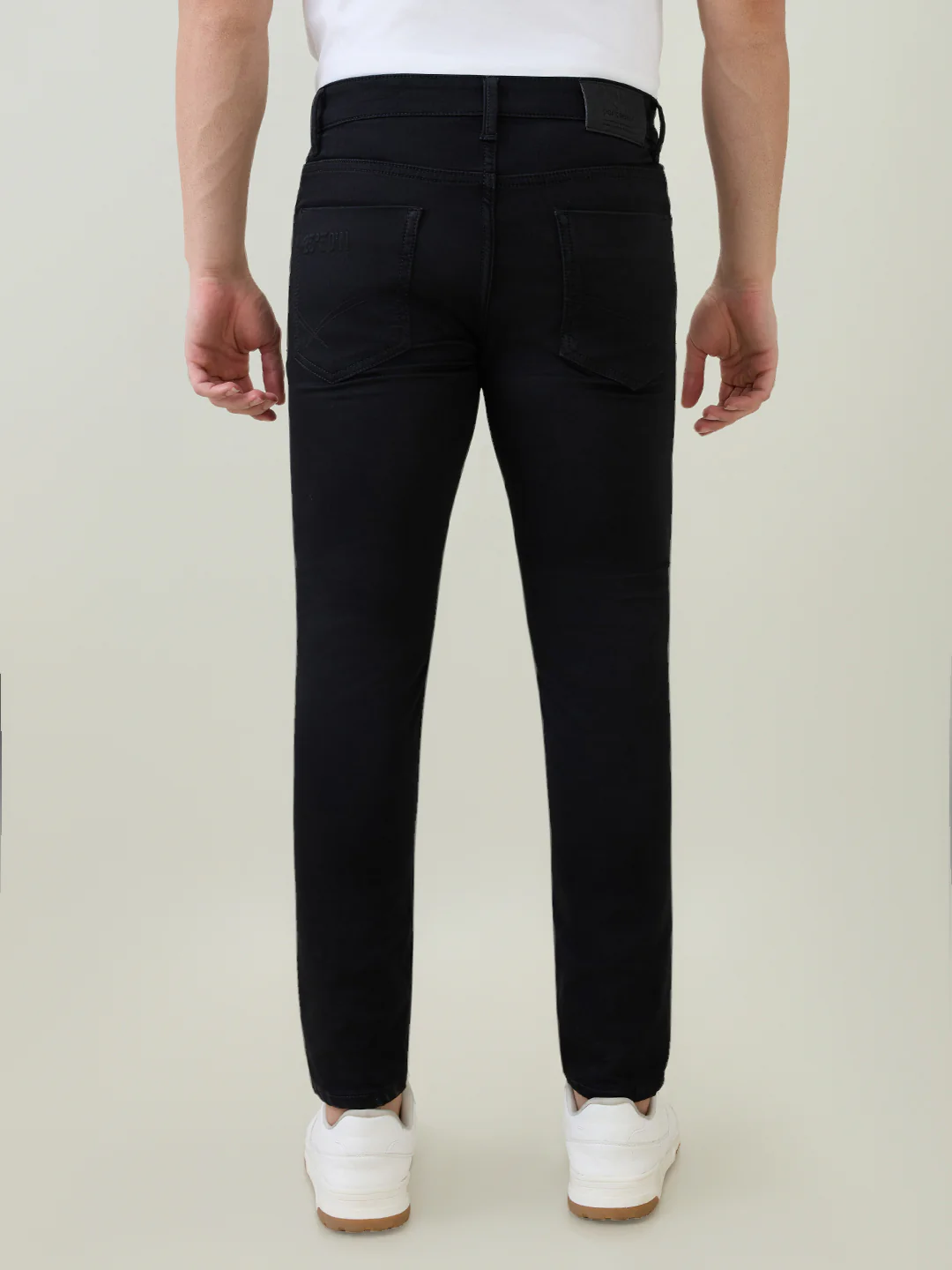 Parx Men Black Knitted Slim Tapered Fit Cotton Blend Jeans - Image 4