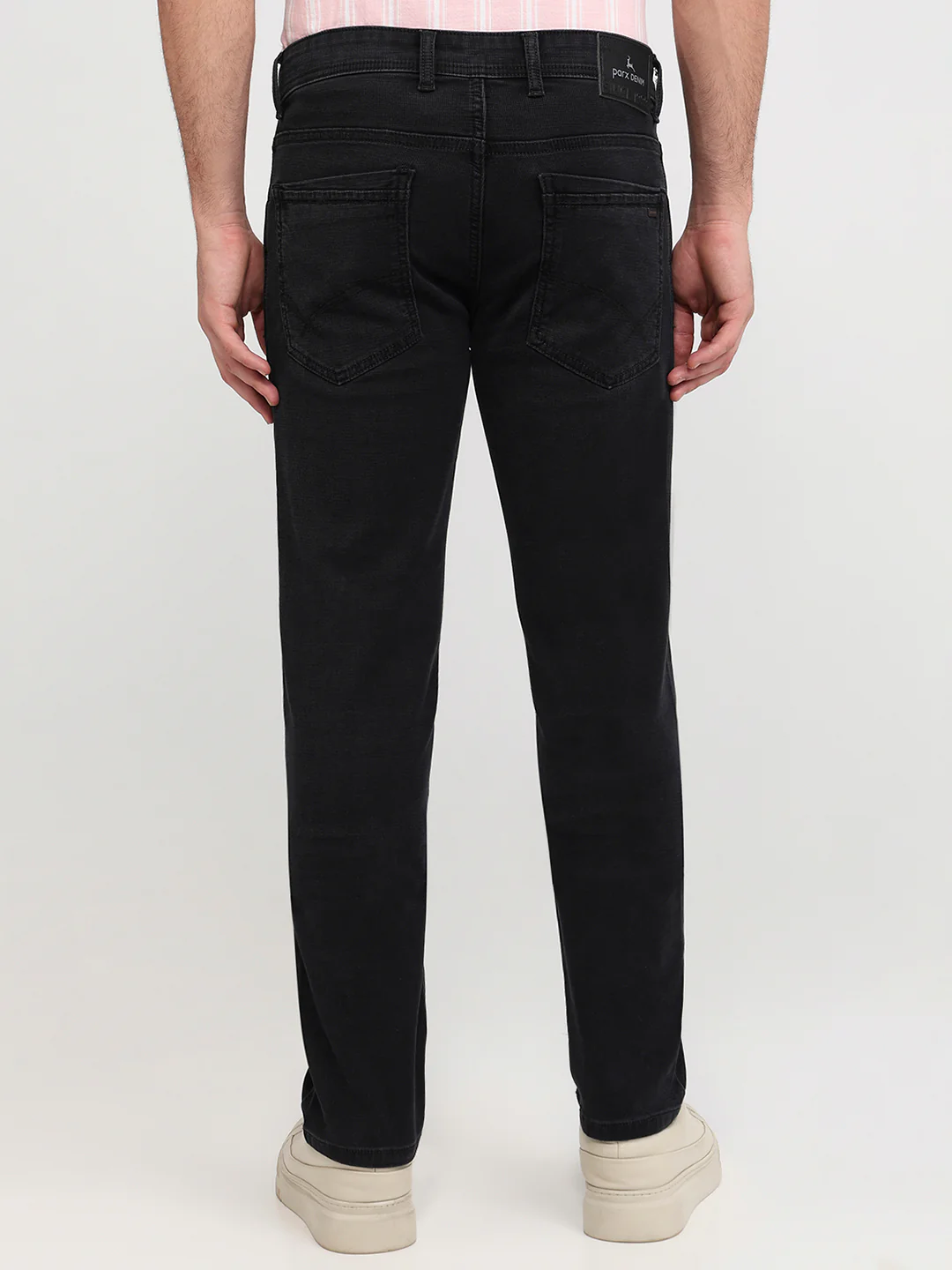 Parx Men Black Low Rise Tapered Fit Dobby Jeans - Image 4