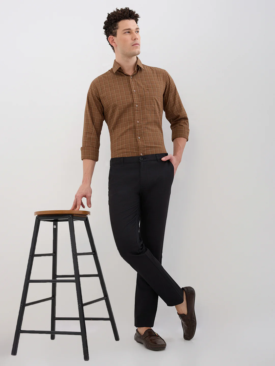 Parx Men Black Print Low Rise Tapered Cotton Blend Trouser - Image 6