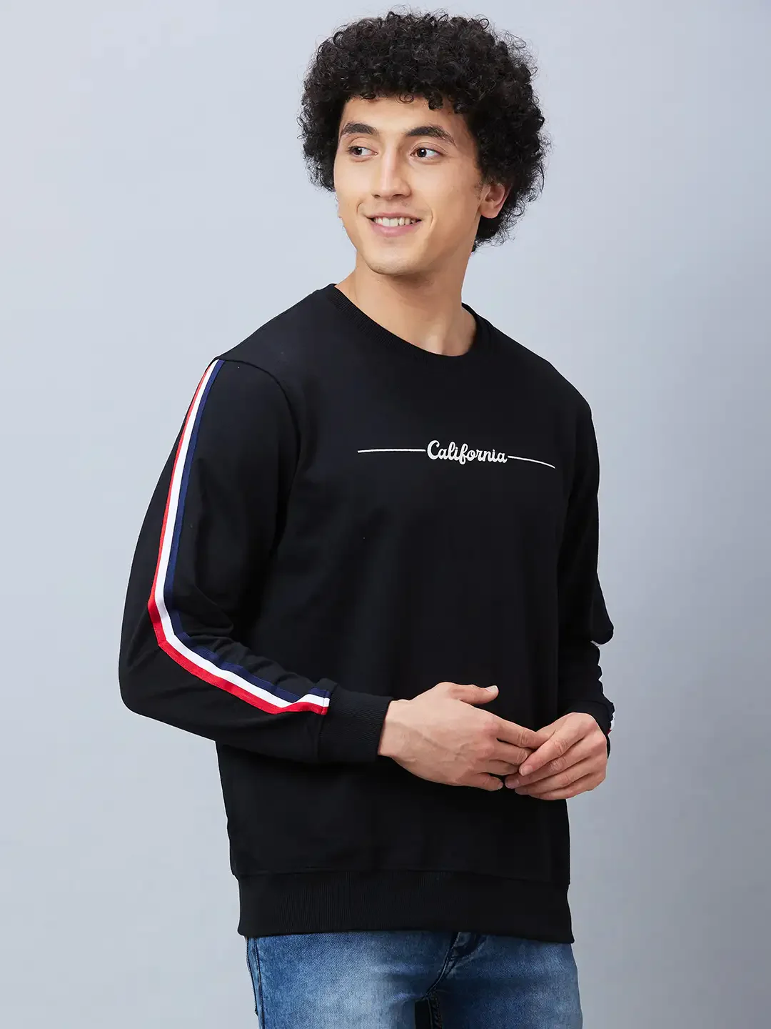 Parx Men Black Print Regular Fit Cotton Blend Round Neck Sweatshirt - Image 2
