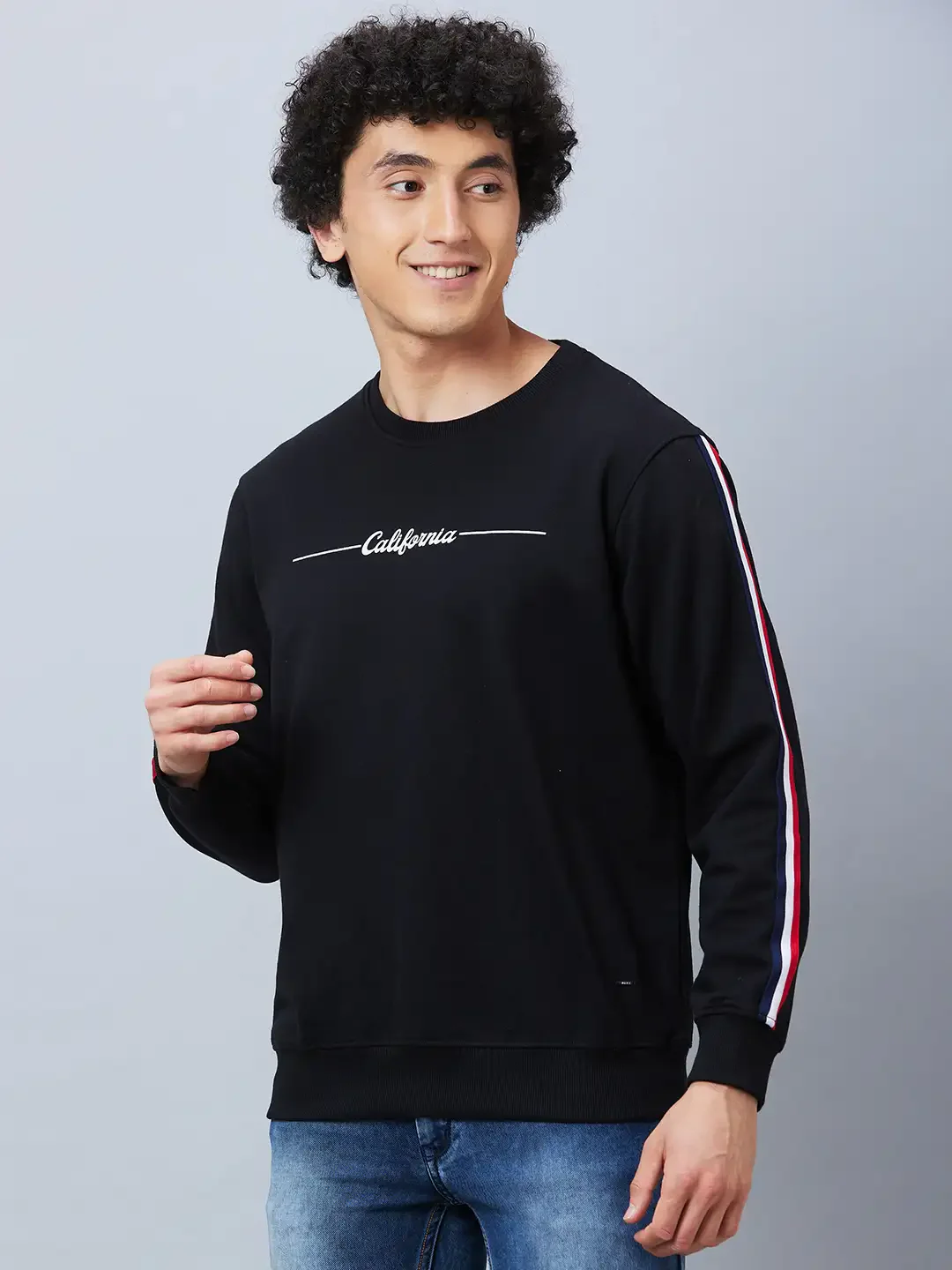 Parx Men Black Print Regular Fit Cotton Blend Round Neck Sweatshirt - Image 3