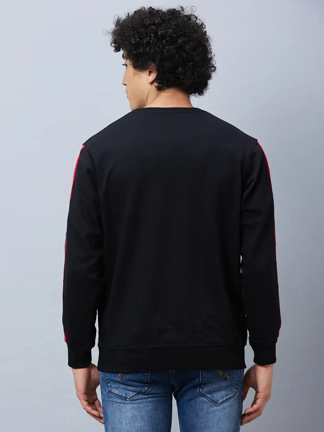 Parx Men Black Print Regular Fit Cotton Blend Round Neck Sweatshirt - Image 4