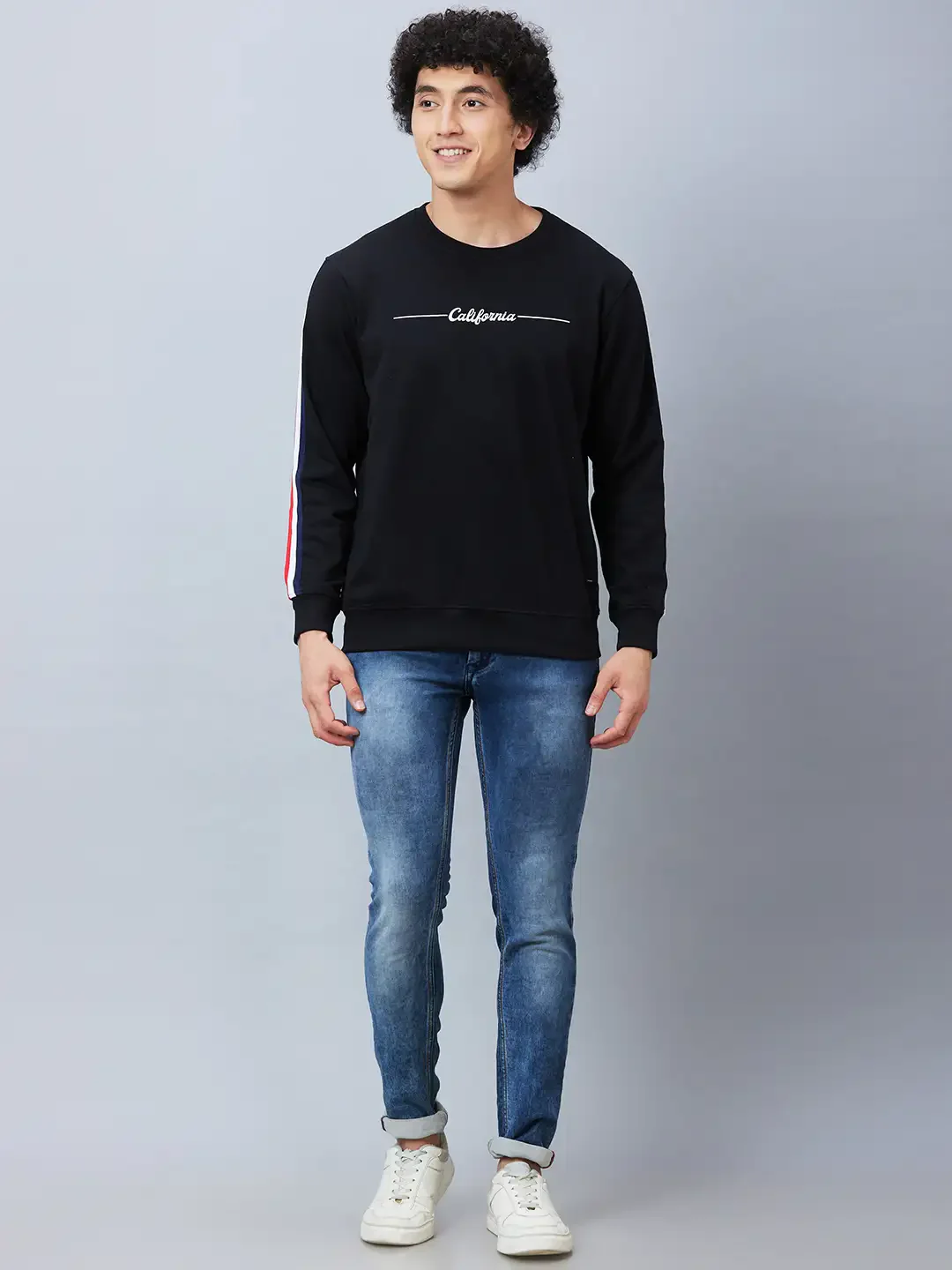 Parx Men Black Print Regular Fit Cotton Blend Round Neck Sweatshirt - Image 5