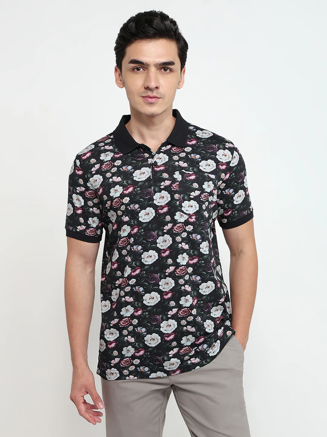Parx Men Black Print Regular Fit Cotton T-shirt