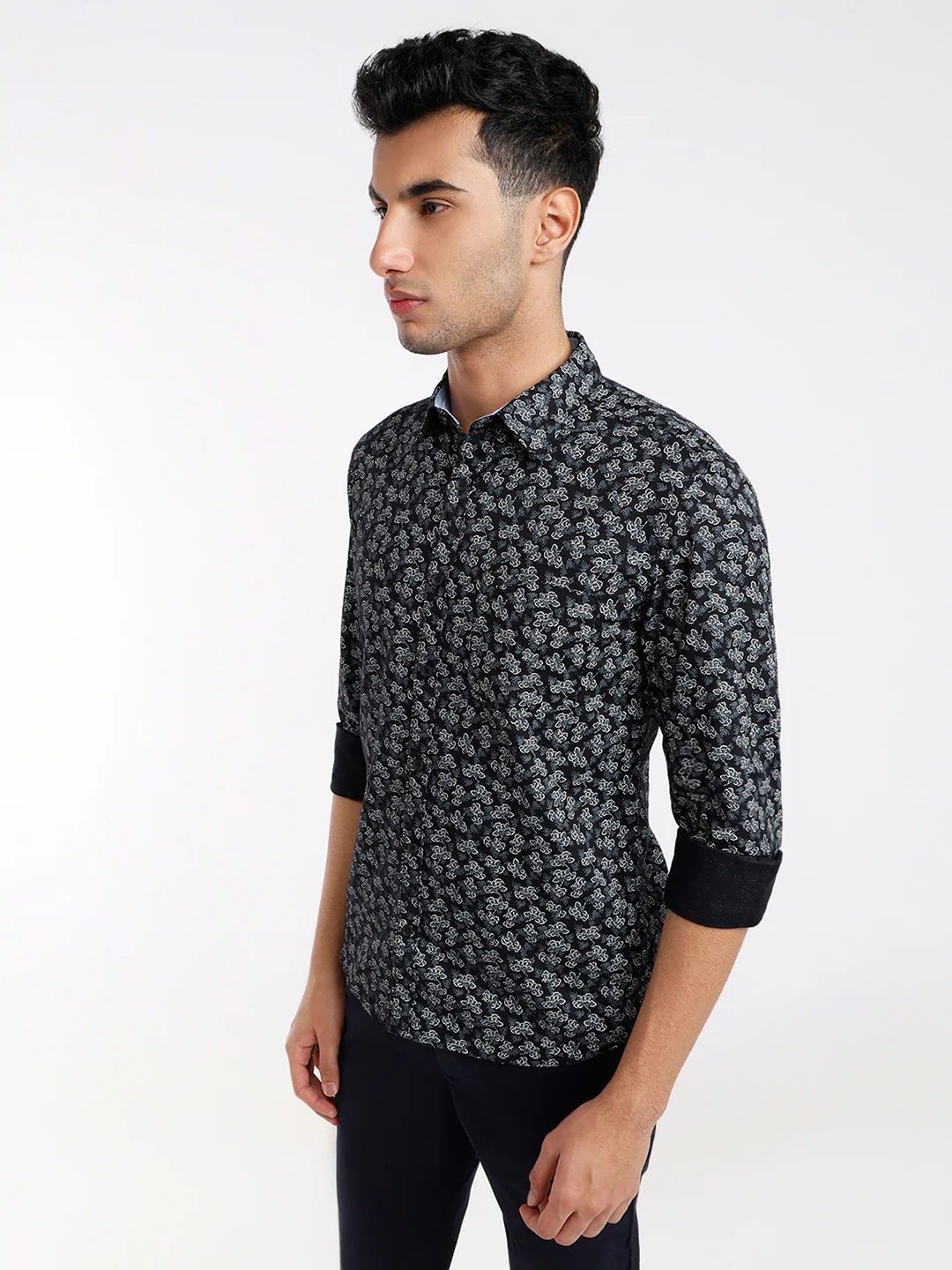 Parx Men Black Print Slim Fit Cotton Casual Shirt - Image 3