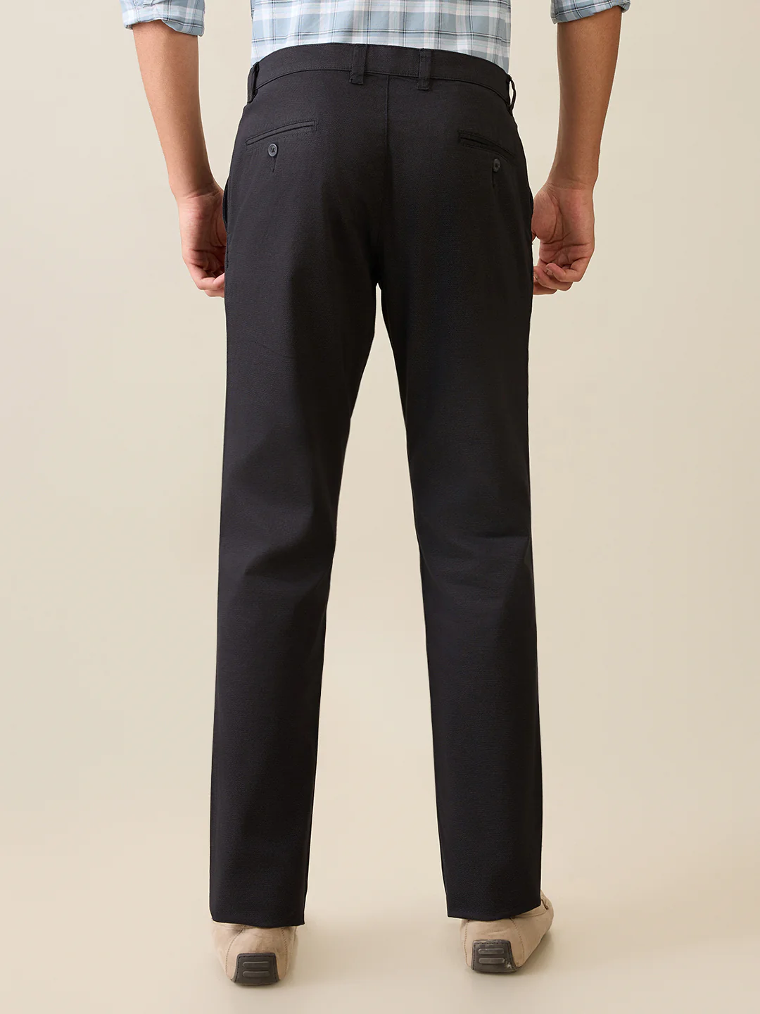 Parx Men Black Printed Low Rise Tapered Fit Cotton Blend Trouser - Image 4
