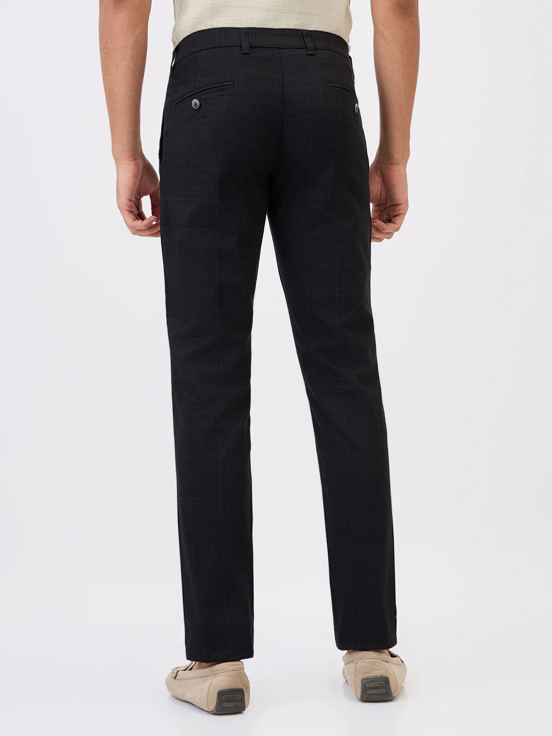 Parx Men Black Printed Low Rise Tapered Fit Cotton Blend Trouser - Image 4