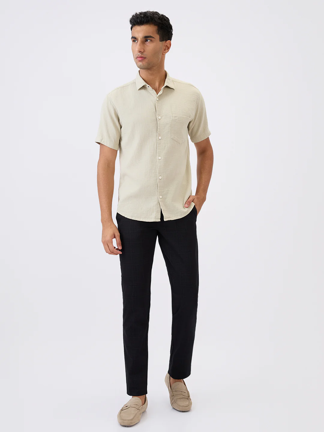 Parx Men Black Printed Low Rise Tapered Fit Cotton Blend Trouser - Image 5