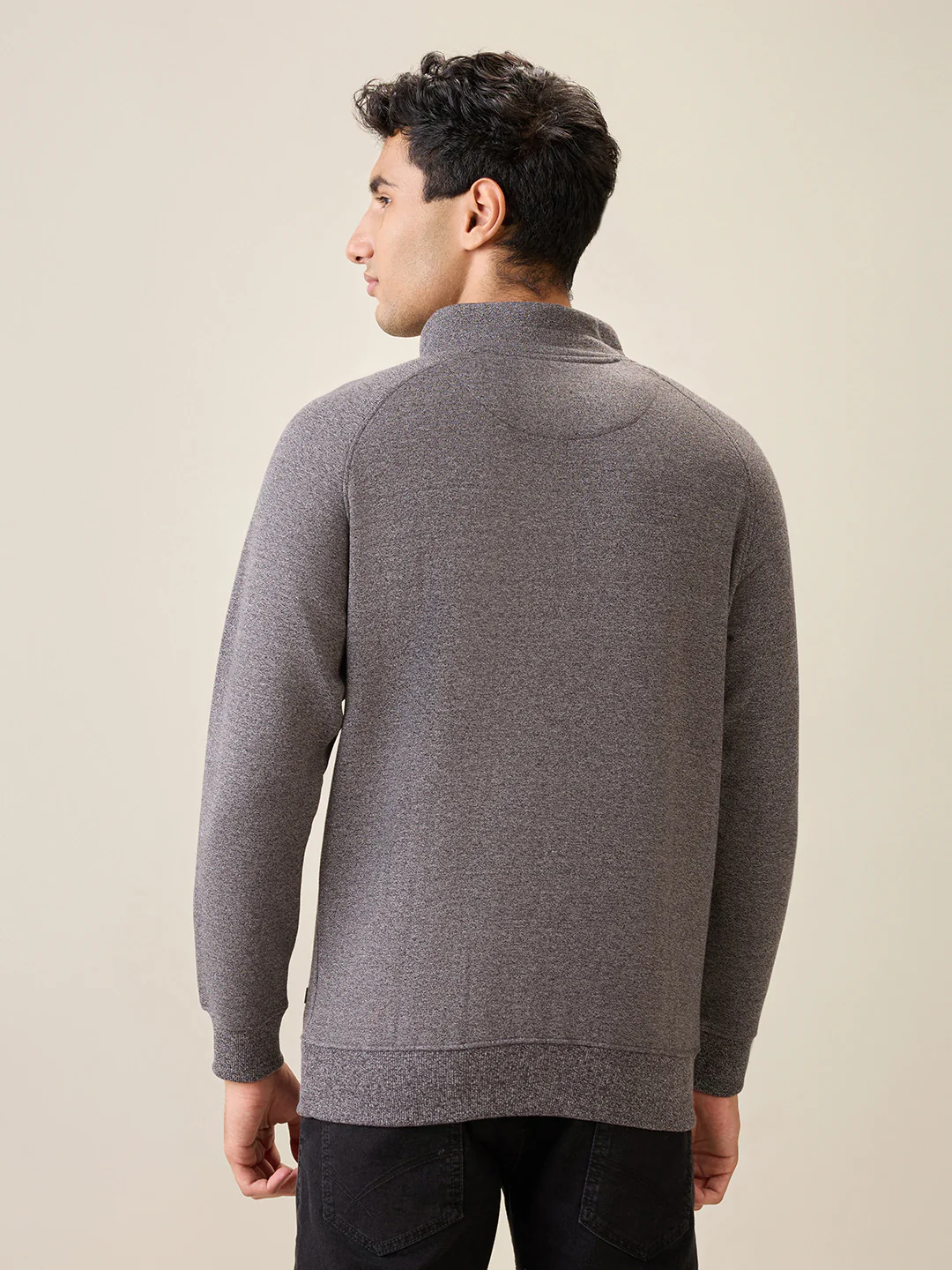 Parx Men Black Printed Regular Fit Cotton Blend Full Sleeve Cowl Neck Collar Sweatshirt - Image 4