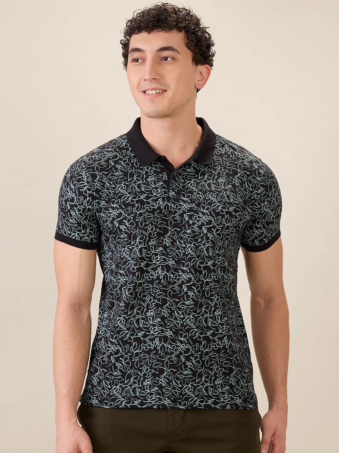 Parx Men Black Printed Regular Fit Cotton Blend Half Sleeve T-Shirt
