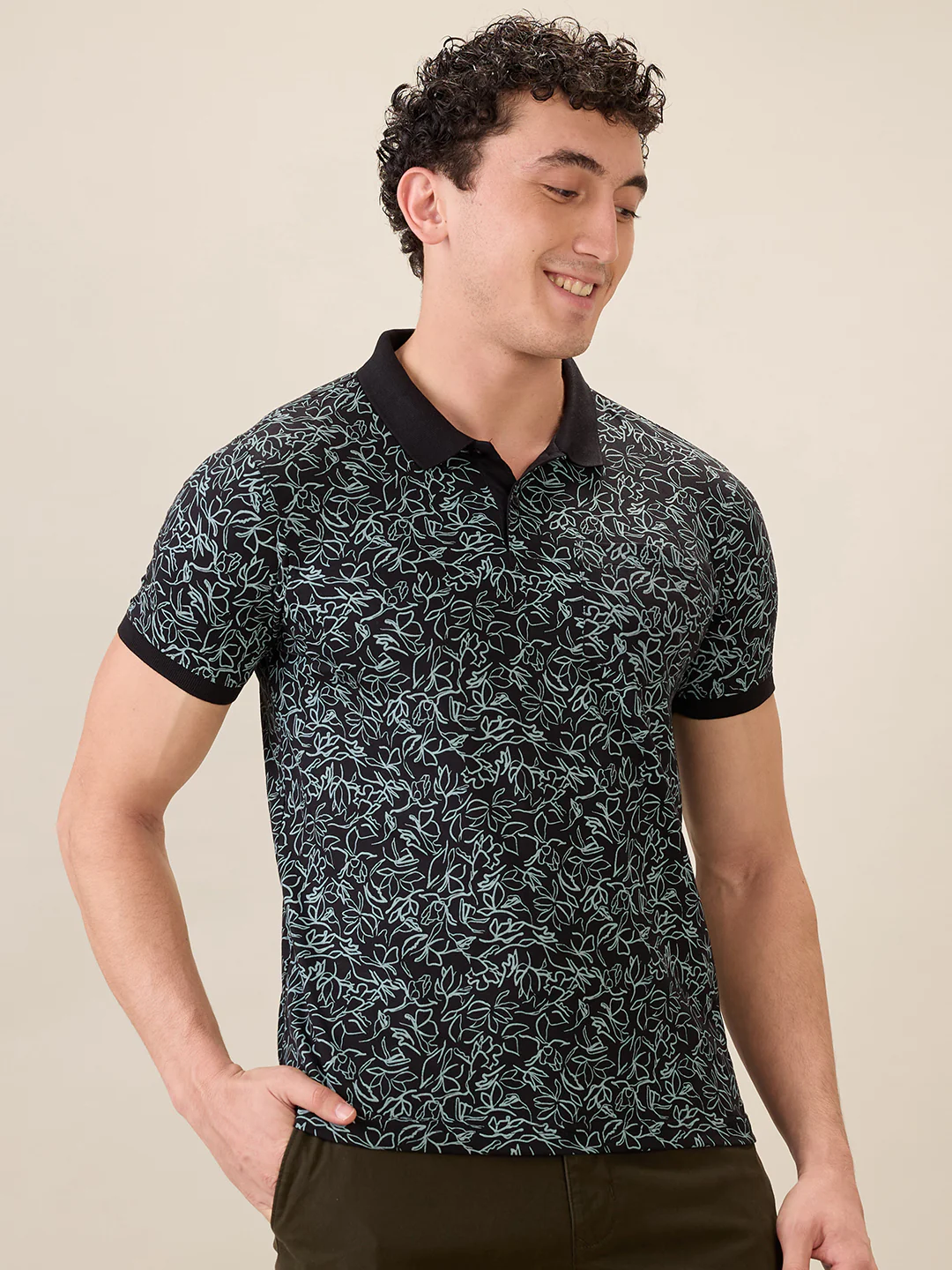 Parx Men Black Printed Regular Fit Cotton Blend Half Sleeve T-Shirt - Image 2