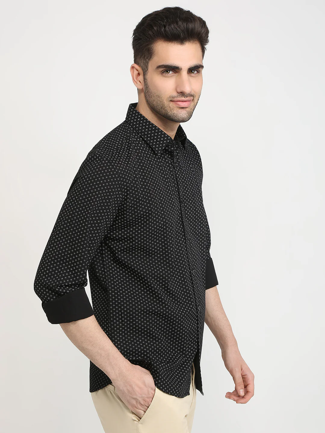 Parx Men Black Printed Slim Fit Cotton Casual Shirt - Image 3