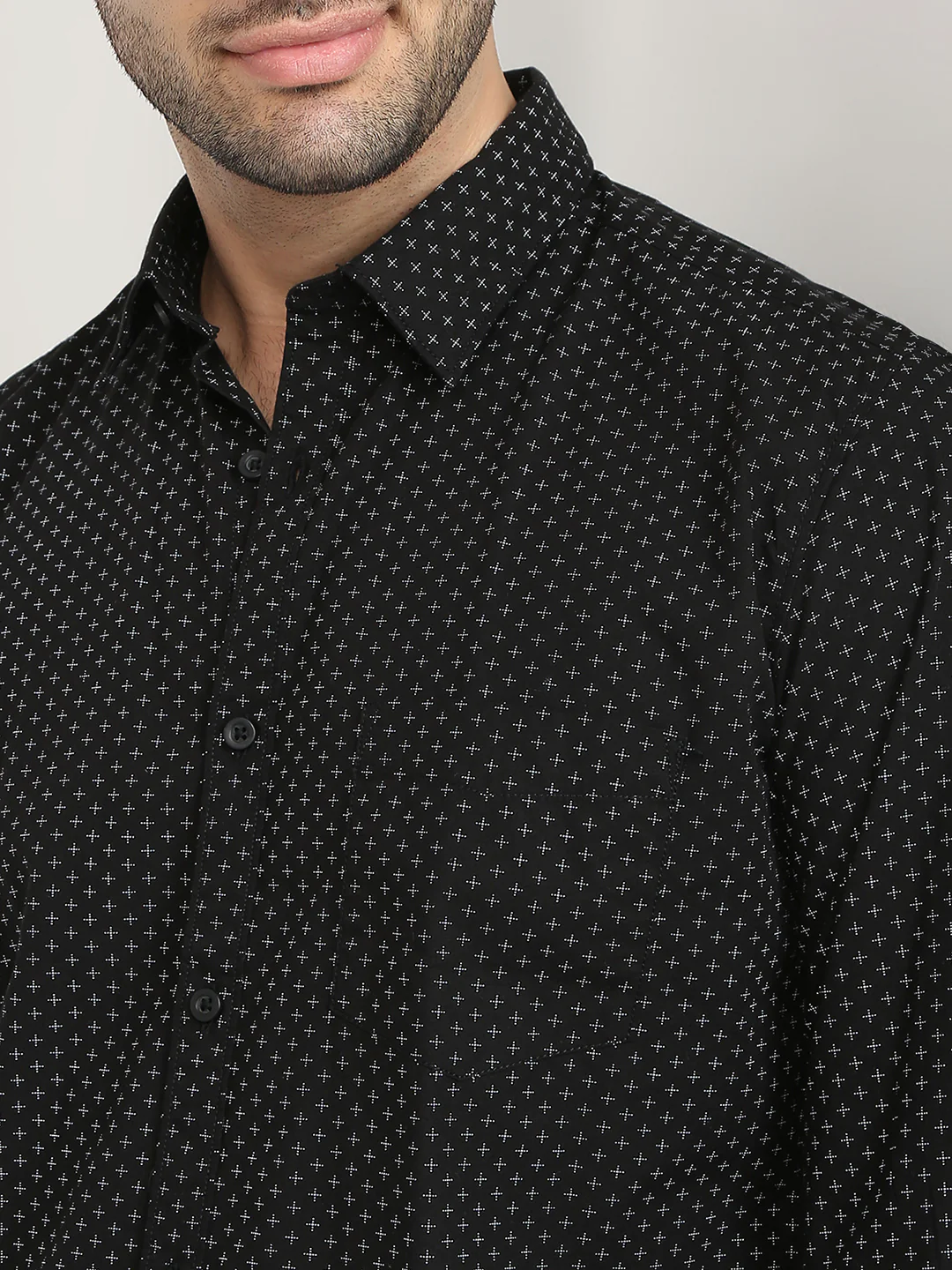 Parx Men Black Printed Slim Fit Cotton Casual Shirt - Image 6