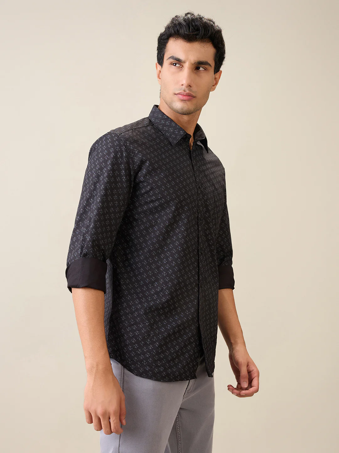 Parx Men Black Printed Slim Fit Cotton Casual Shirt - Image 3