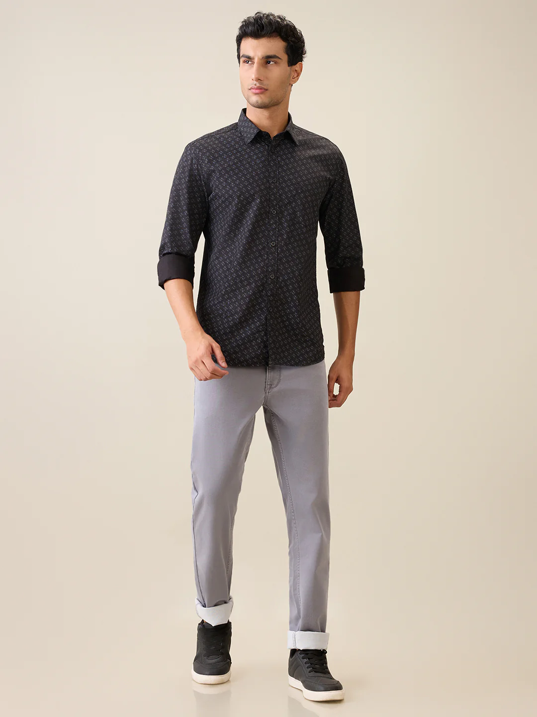 Parx Men Black Printed Slim Fit Cotton Casual Shirt - Image 5