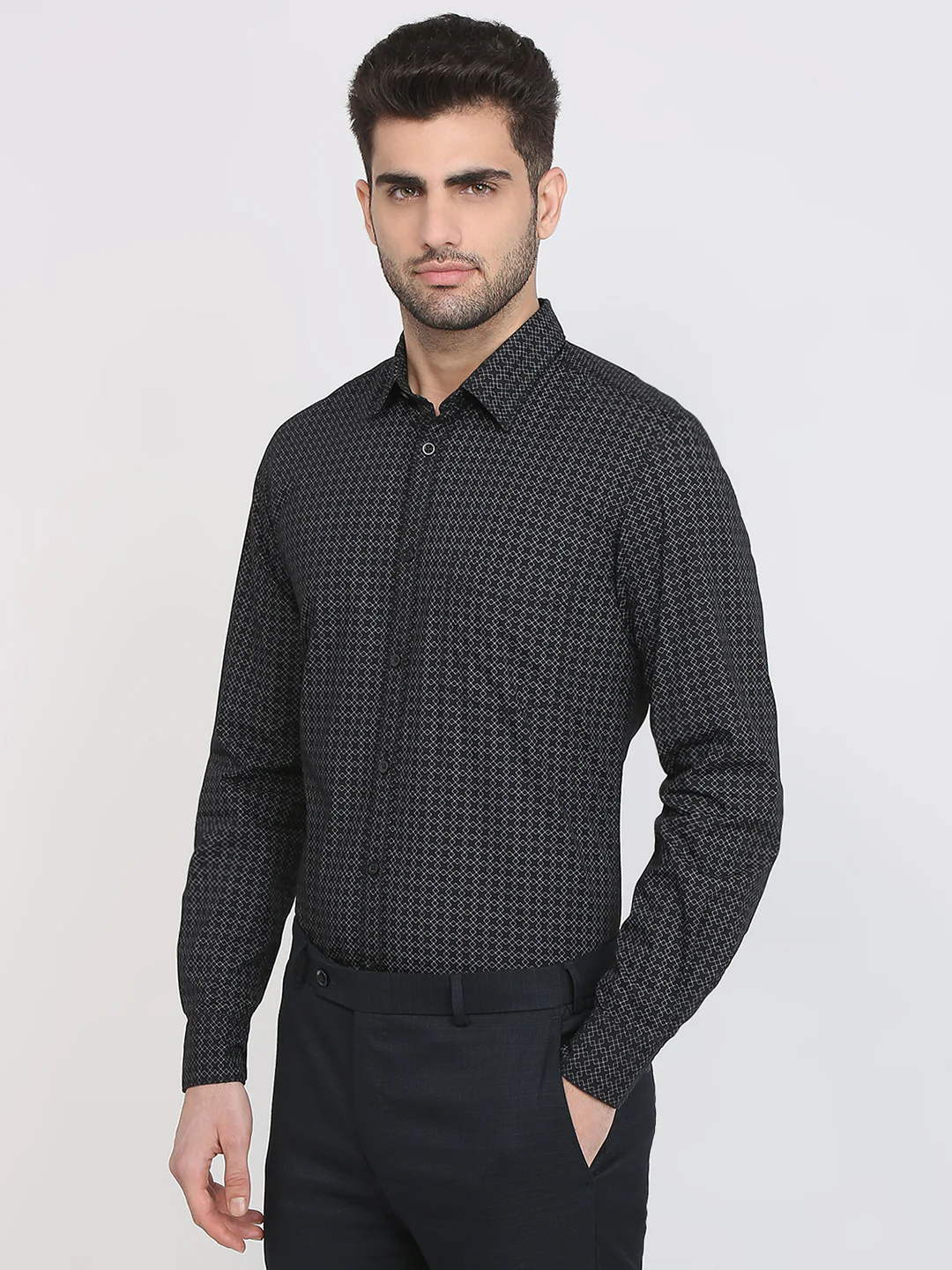 Parx Men Black Printed Slim Fit Cotton Casual Shirt - Image 2