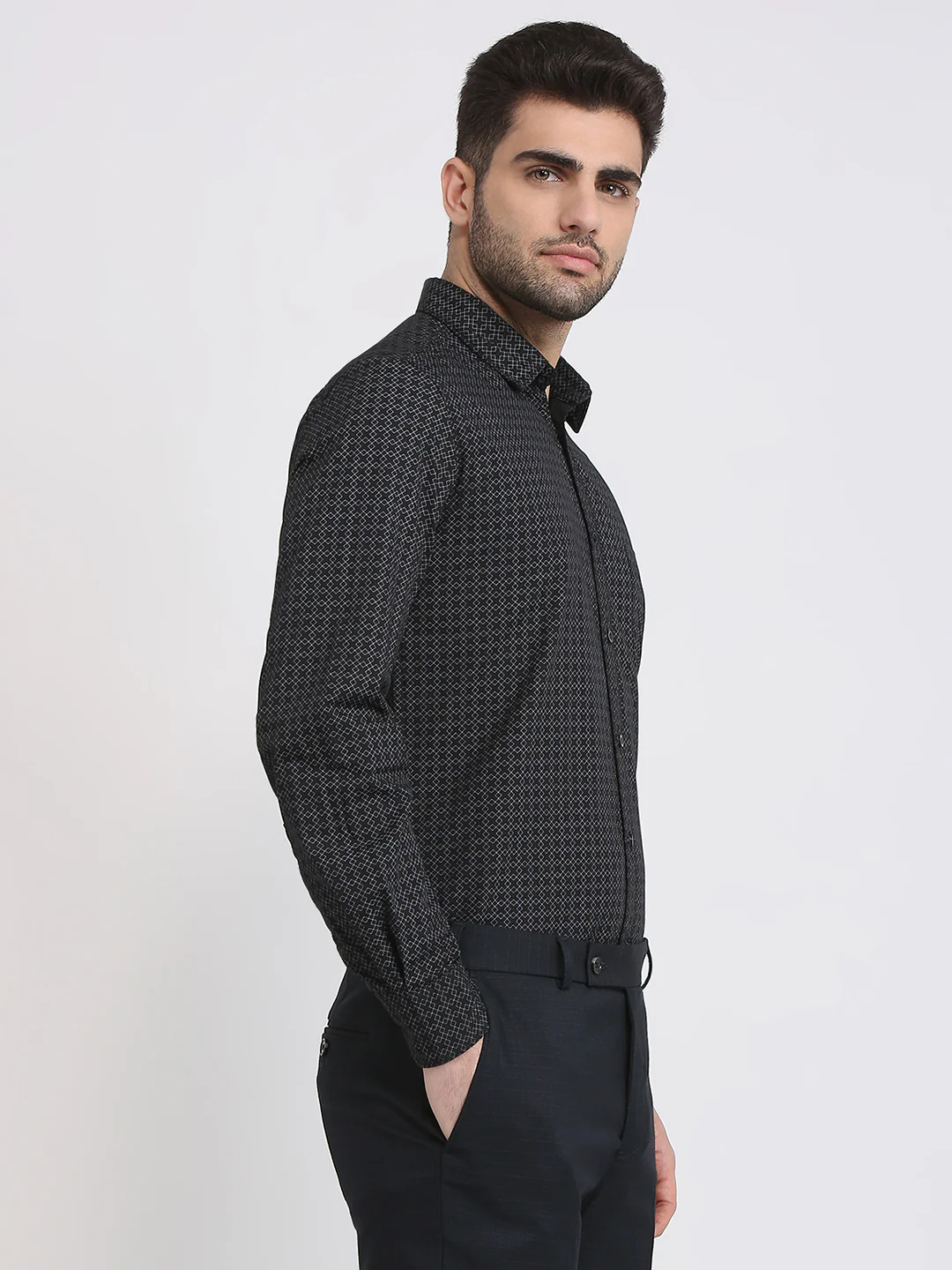 Parx Men Black Printed Slim Fit Cotton Casual Shirt - Image 3