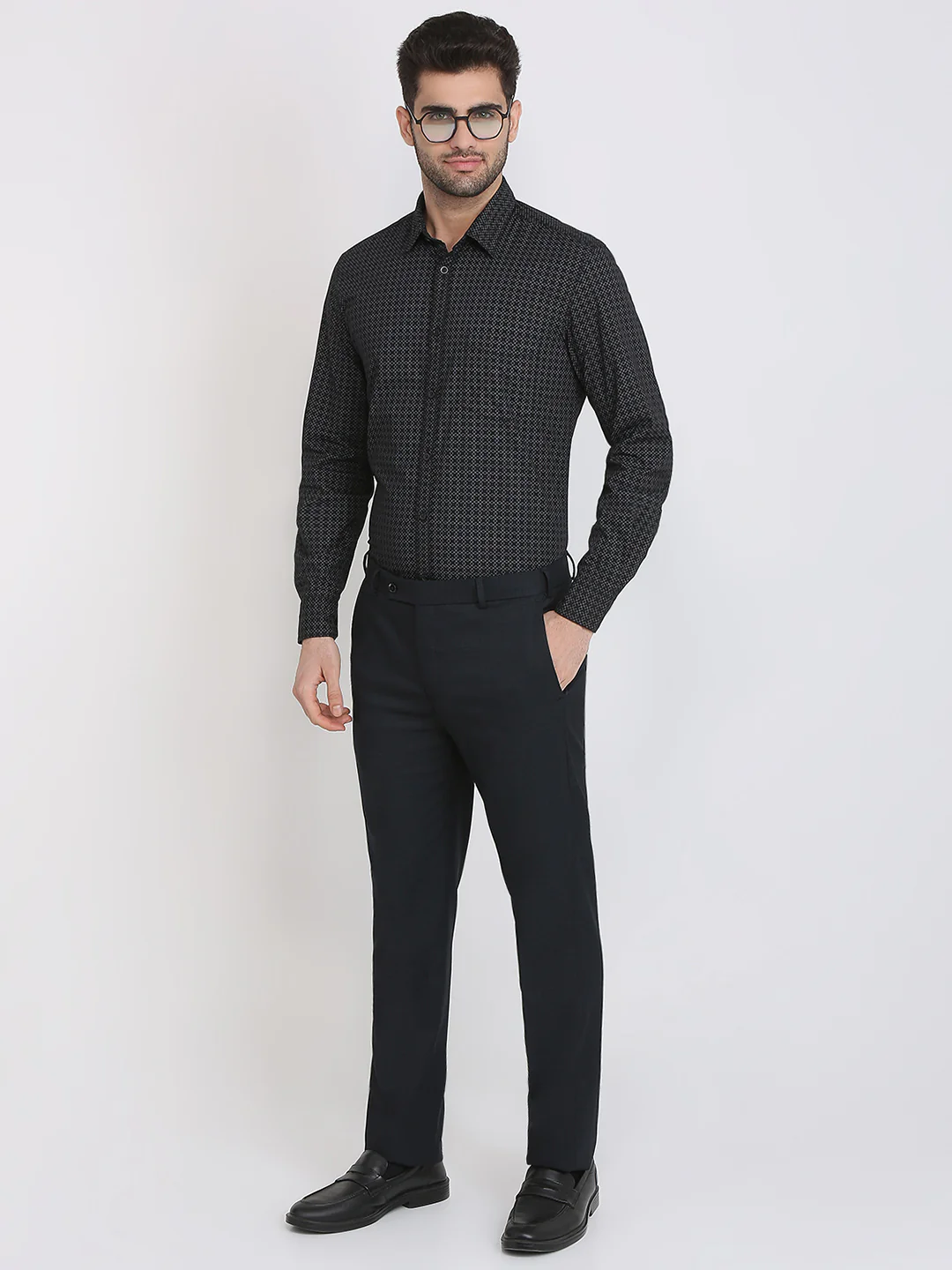 Parx Men Black Printed Slim Fit Cotton Casual Shirt - Image 5