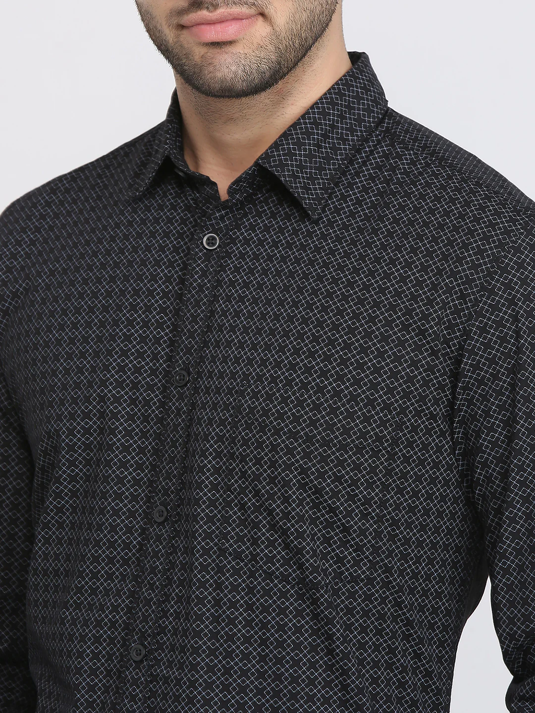 Parx Men Black Printed Slim Fit Cotton Casual Shirt - Image 6