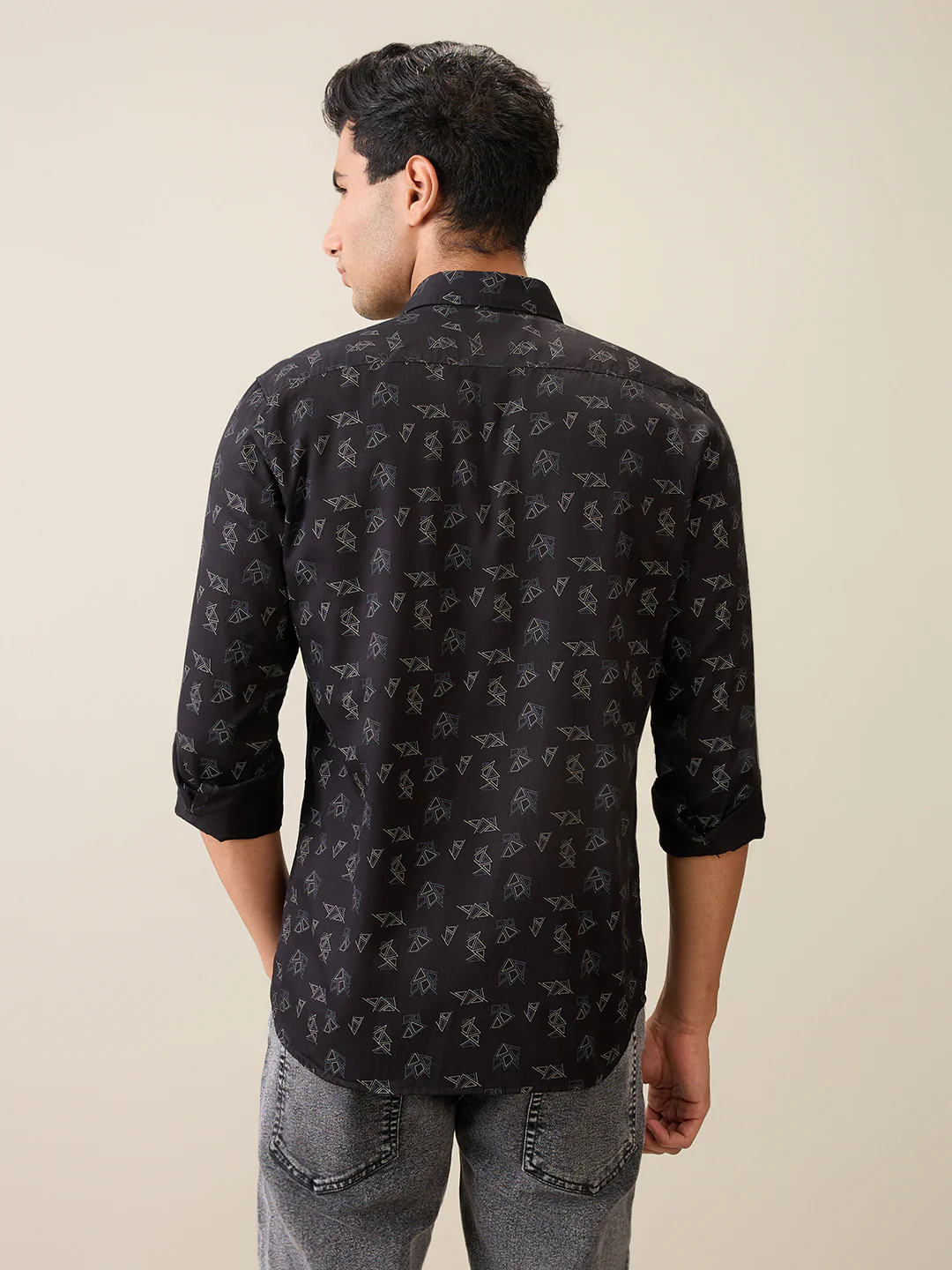 Parx Men Black Printed Slim Fit Cotton Casual Shirt - Image 4