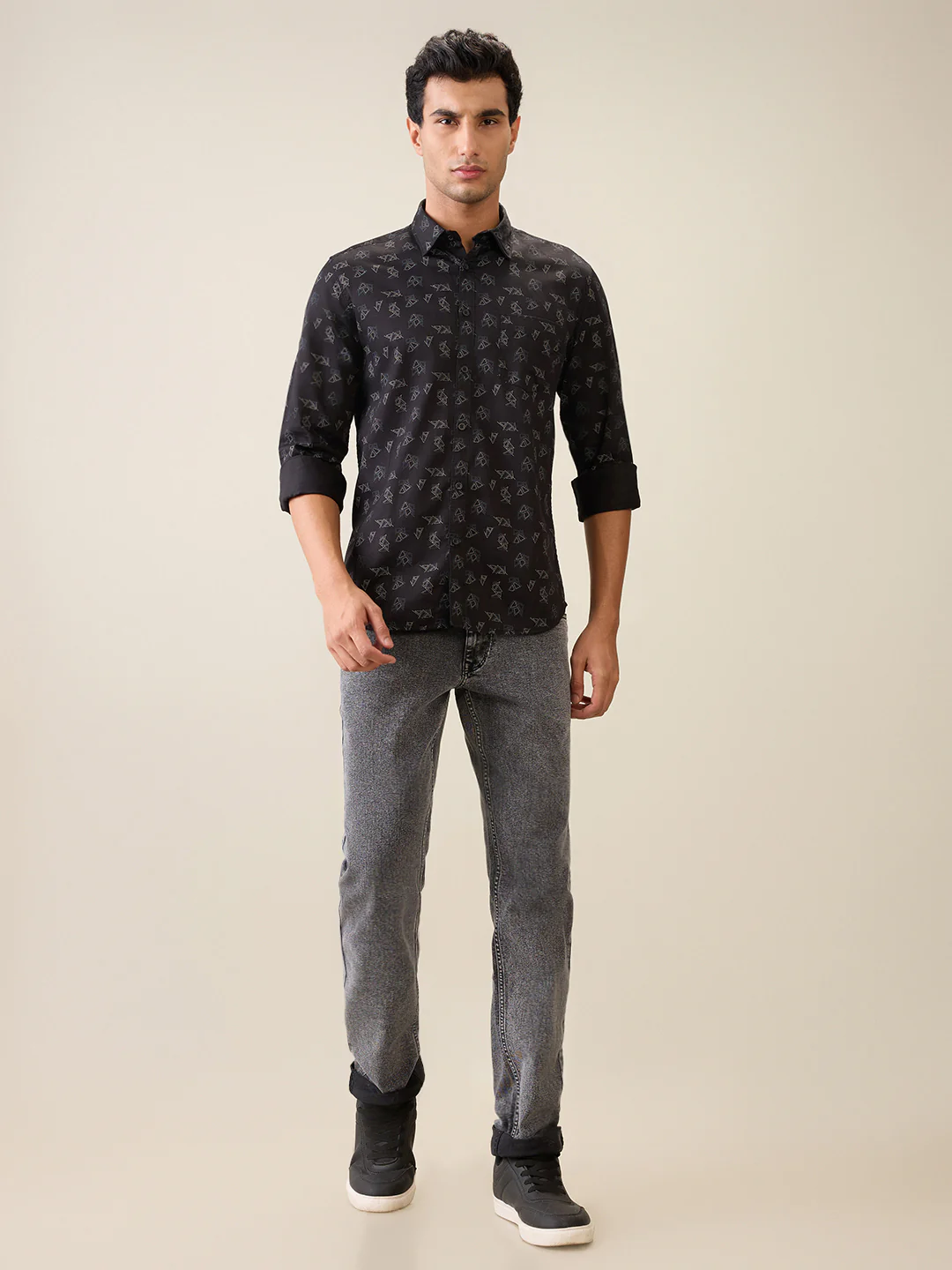 Parx Men Black Printed Slim Fit Cotton Casual Shirt - Image 5