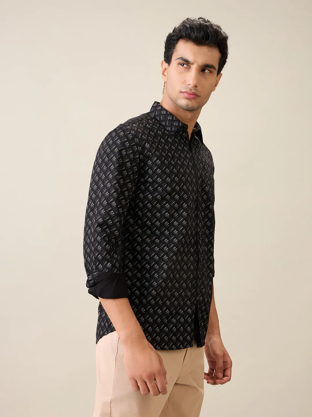 Parx Men Black Printed Slim Fit Cotton Casual Shirt - Image 3