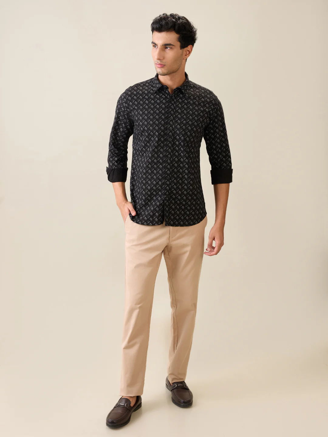 Parx Men Black Printed Slim Fit Cotton Casual Shirt - Image 5