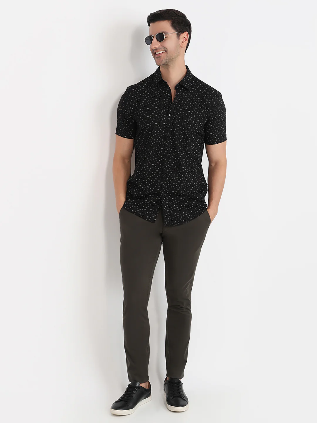 Parx Men Black Printed Slim Fit Cotton Casual Shirt - Image 5