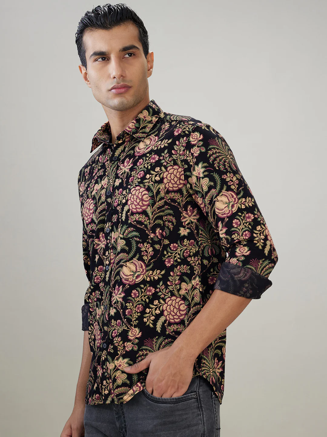 Parx Men Black Printed Slim Fit Cotton Full Sleeve Casual Shirt - Image 3