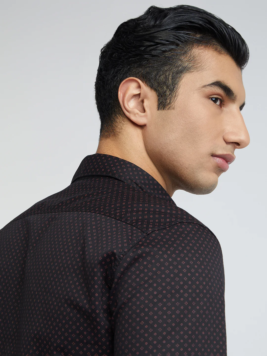 Parx Men Black Slim Fit Printed Cotton Full Sleeve Cut Away Shirt - Image 6