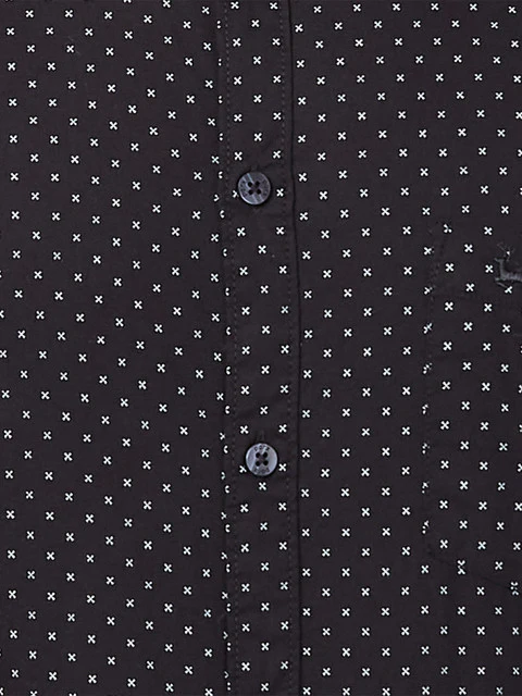Parx Men Black Slim Fit Printed Full Sleeve Cutaway Collar Shirt - Image 7
