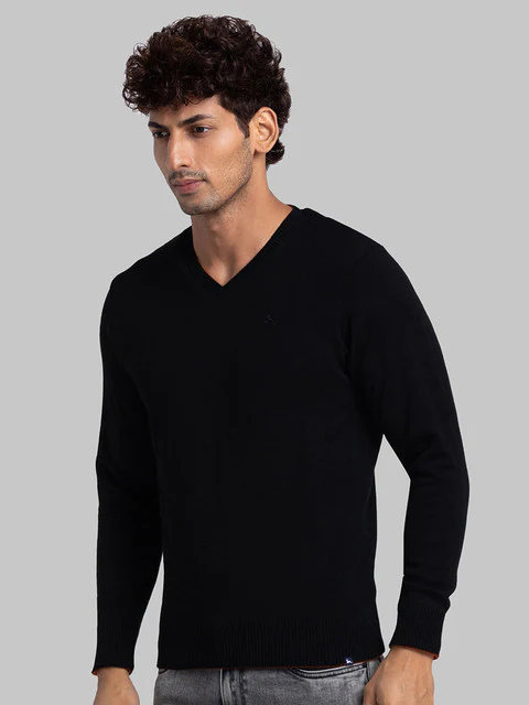 Parx Men Black Solid Acrylic Sweater - Image 3
