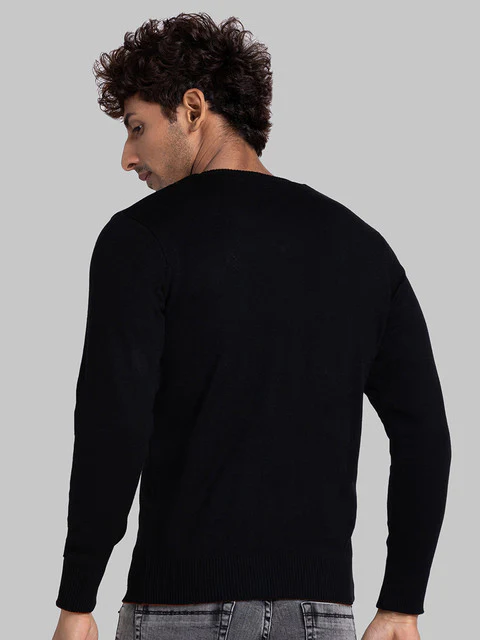 Parx Men Black Solid Acrylic Sweater - Image 4