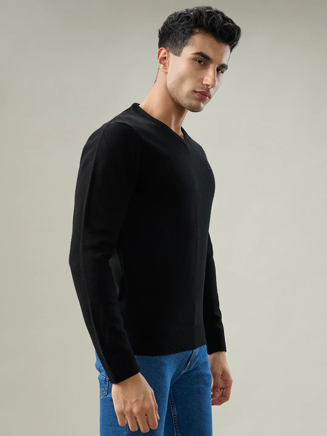 Parx Men Black Solid Acrylic Sweatshirt - Image 2