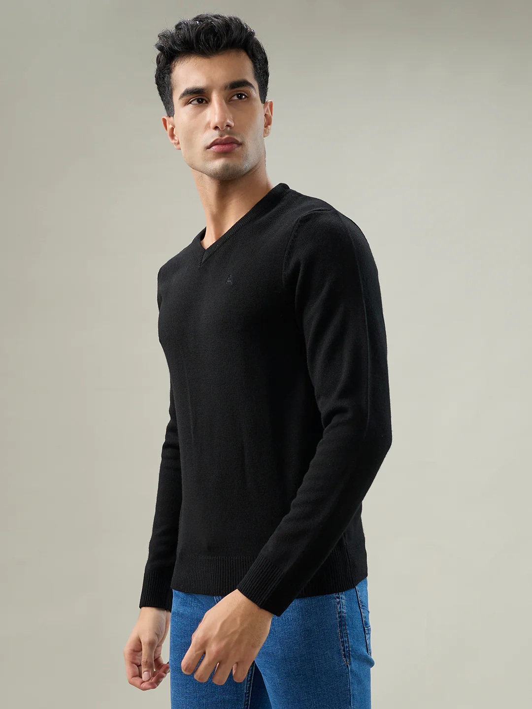 Parx Men Black Solid Acrylic Sweatshirt - Image 3