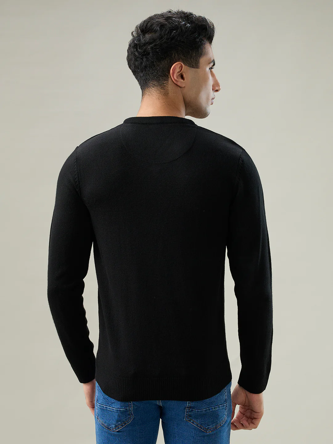 Parx Men Black Solid Acrylic Sweatshirt - Image 4