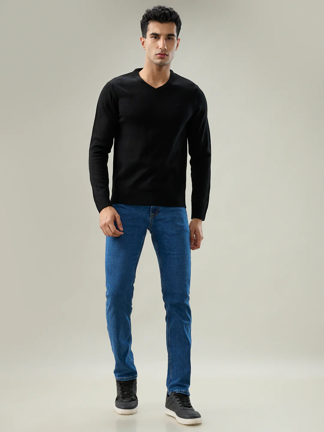 Parx Men Black Solid Acrylic Sweatshirt - Image 5