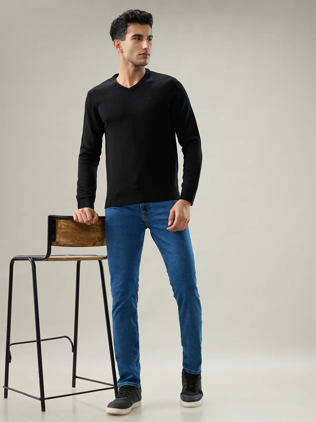 Parx Men Black Solid Acrylic Sweatshirt - Image 7