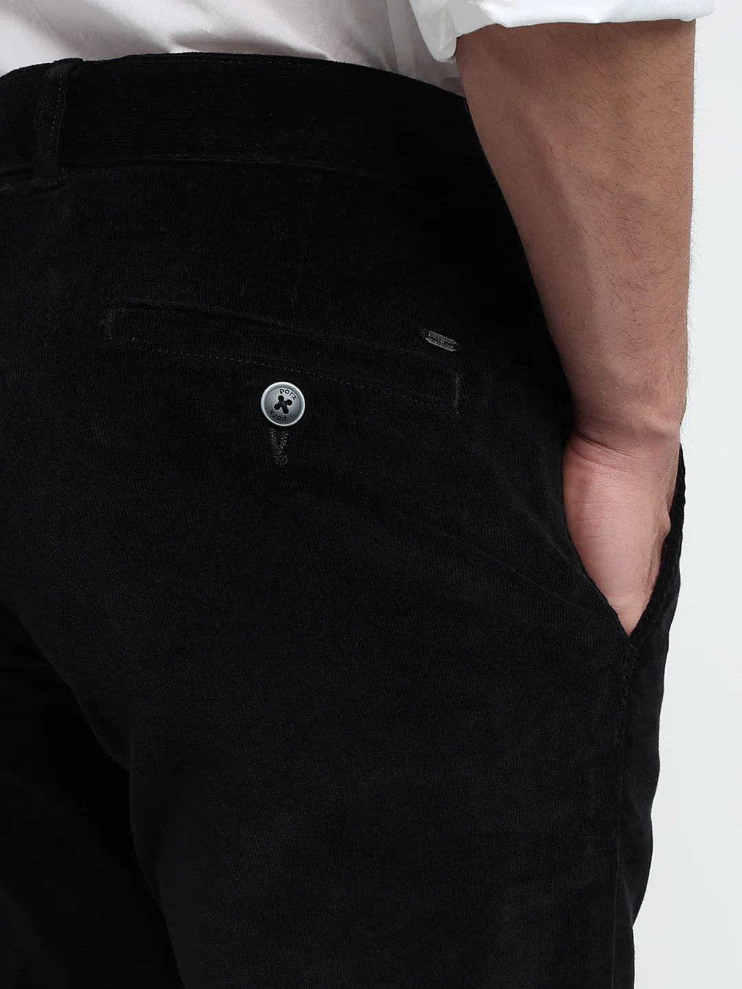 Parx Men Black Solid Low Rise Tapered Fit Cotton Blend Trouser - Image 7