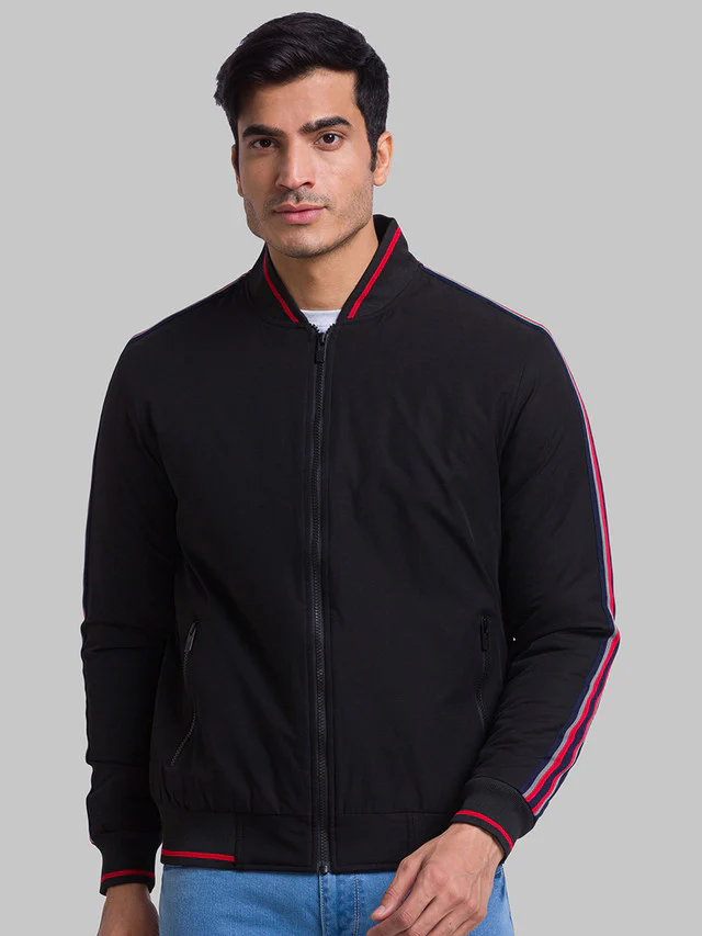Parx Men Black Solid Polyester Jacket