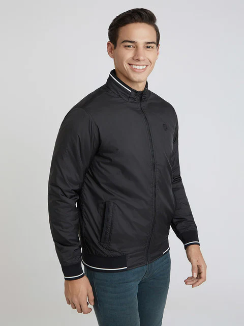 Parx Men Black Solid Polyester Jacket - Image 2