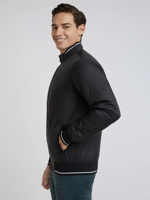 Parx Men Black Solid Polyester Jacket - Image 3