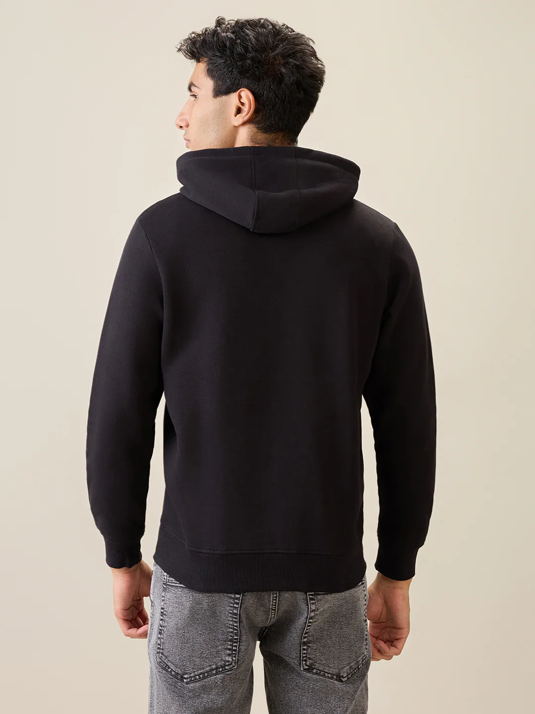 Parx Men Black Solid Regular Fit Cotton Blend Full Sleeve Sweatshirt - Image 4