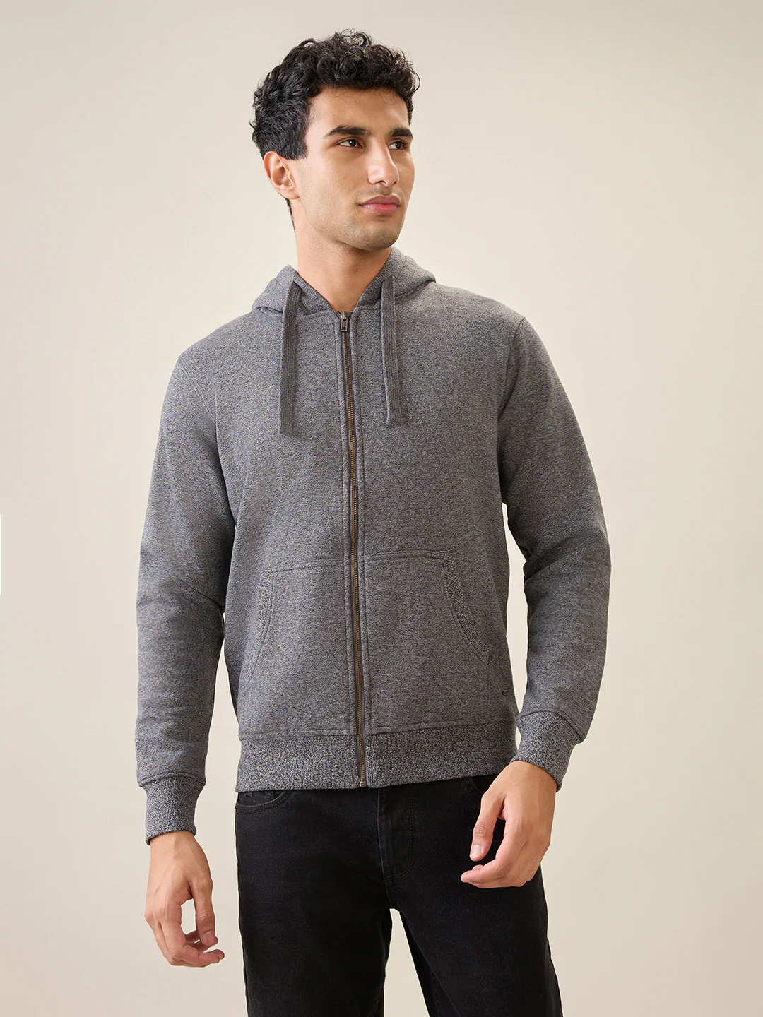 Parx Men Black Solid Regular Fit Cotton Blend Full Sleeve Sweatshirt