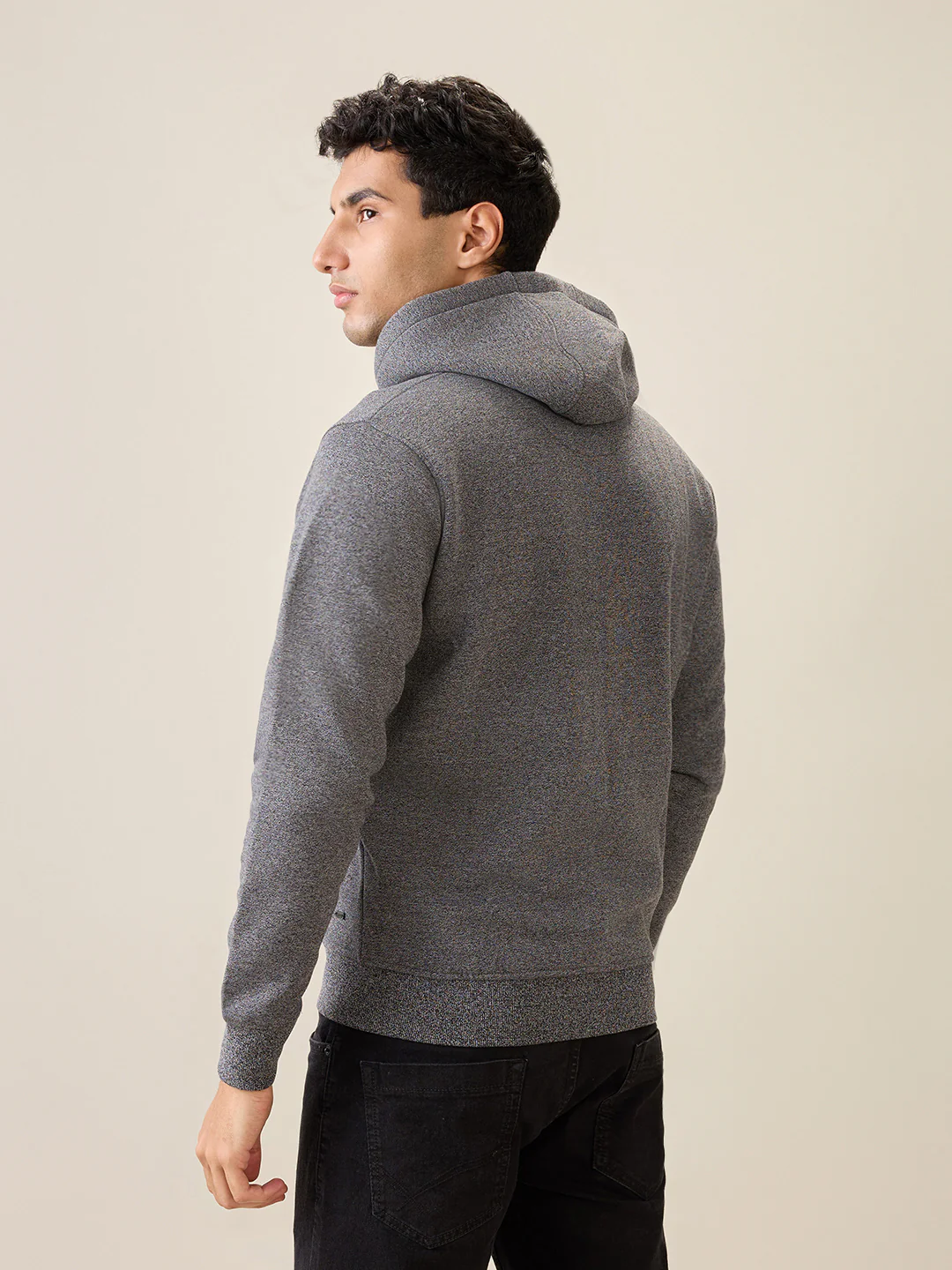 Parx Men Black Solid Regular Fit Cotton Blend Full Sleeve Sweatshirt - Image 4