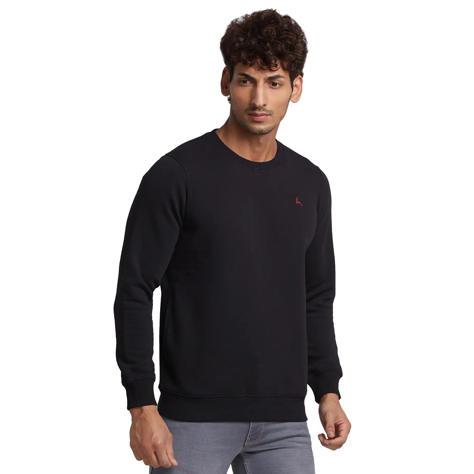 Parx Men Black Solid Regular Fit Cotton Blend Sweatshirt - Image 2