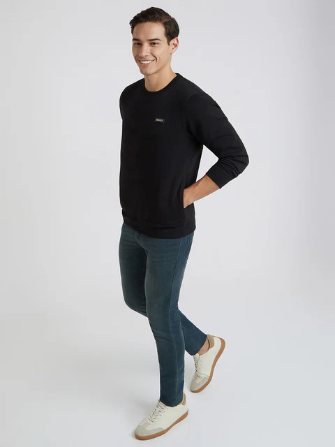 Parx Men Black Regular Fit Solid Sweatshirt - Image 5